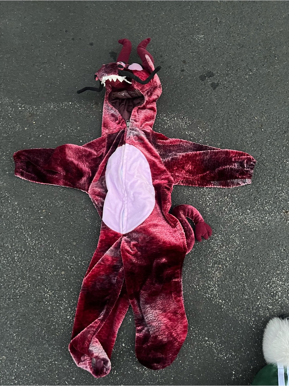 Kids Plush Dragon Costume - Burgundy with Pink Belly